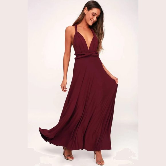 Ravon Infinity Maxi Dress by Von Vonni One Size Burgundy Wear in Many Styles - Picture 2 of 16
